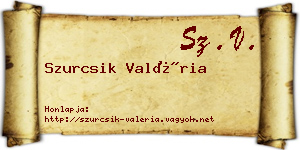 Szurcsik Valéria névjegykártya